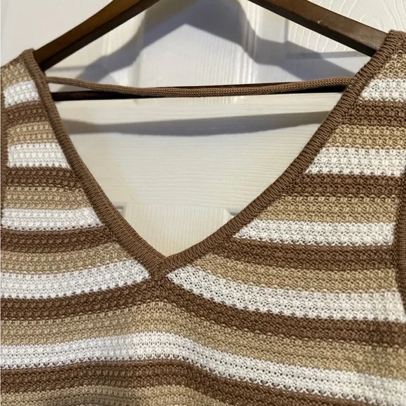 Steve Madden Crochet Brown and Cream Striped Tank Top - Picture 5 of 7